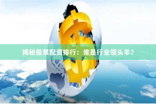 揭秘股票配资排行：谁是行业领头羊？